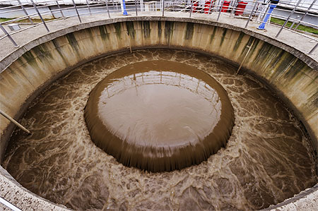 Sewage pool in wastewater treatment plant